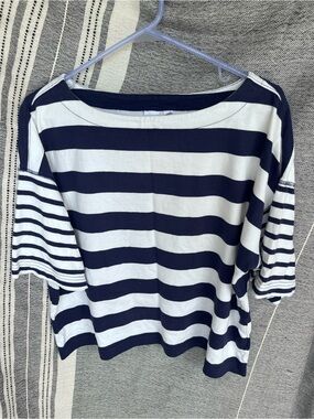 Striped Navy and White Women’s Boatneck shirt